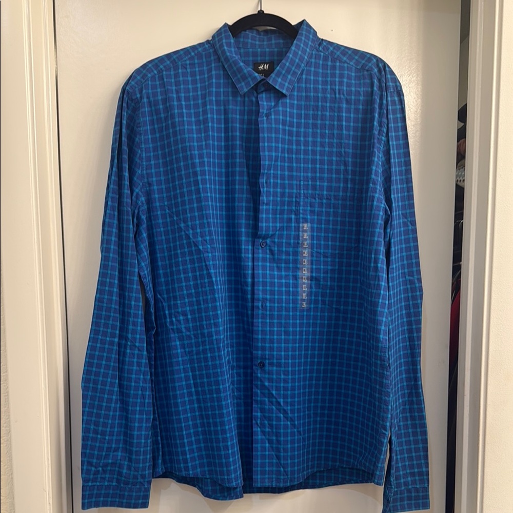 H&M Men's Blue Checkered Shirt